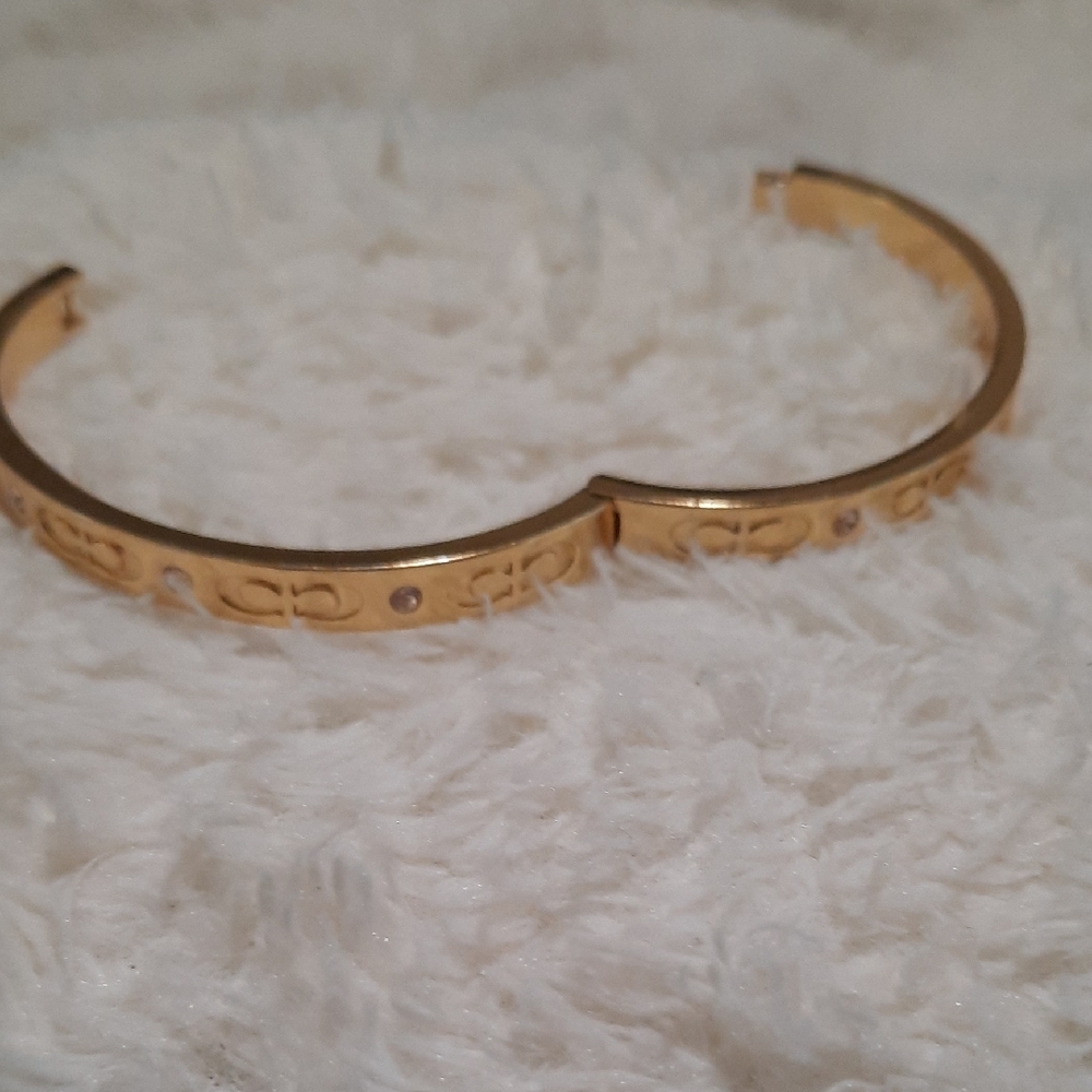 Coach Gold Engraved Bangle Bracelet - Picture 7 of 9
